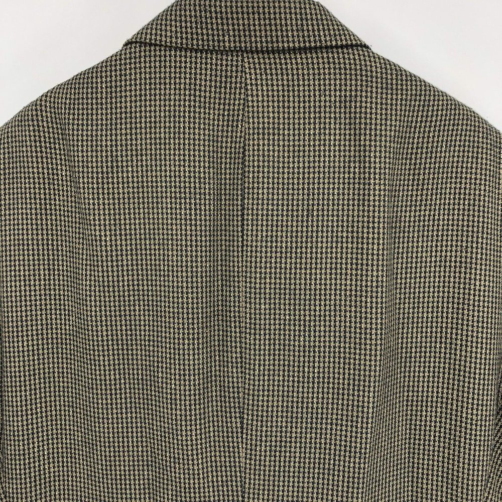 Oscar De La Renta Mens 44R Green Grey Silk Blend Houndstooth Sport Coat Blazer - Picture 9 of 12